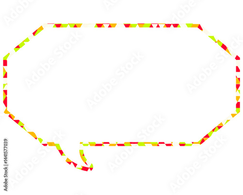 ステンドグラス風吹き出し　三角形模様　細長い八角形