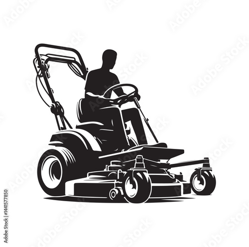 Tablou pe pânză mowing Machine silhouette vector illustration