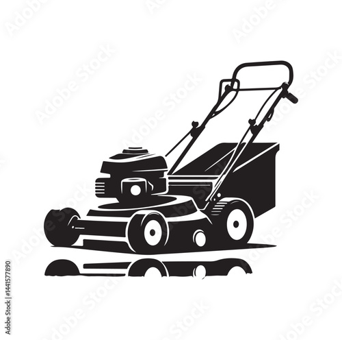 mowing Machine silhouette vector illustration