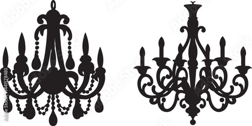 Ornate chandelier silhouettes