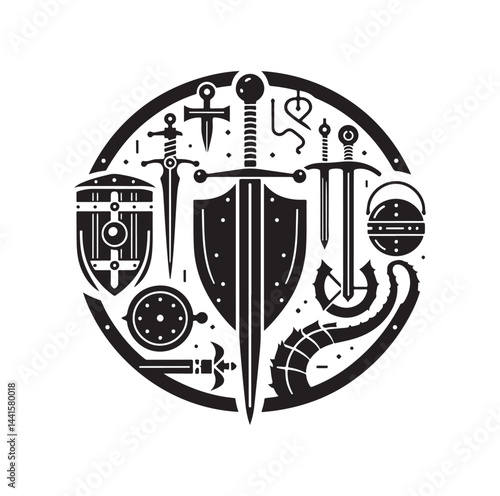 medieval weapon silhouette vector illustration
