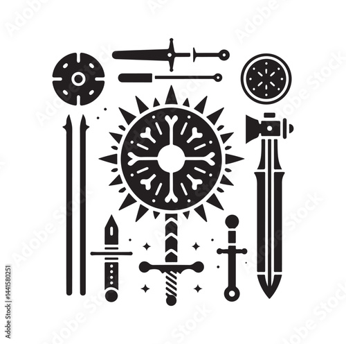 medieval weapon silhouette vector illustration