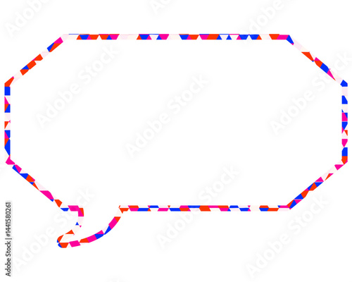 ステンドグラス風吹き出し　三角形模様　細長い八角形