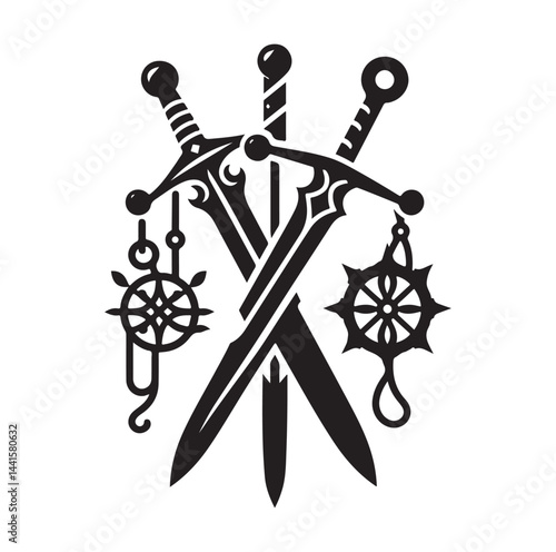 medieval weapon silhouette vector illustration