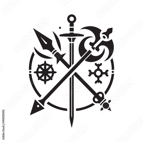 medieval weapon silhouette vector illustration