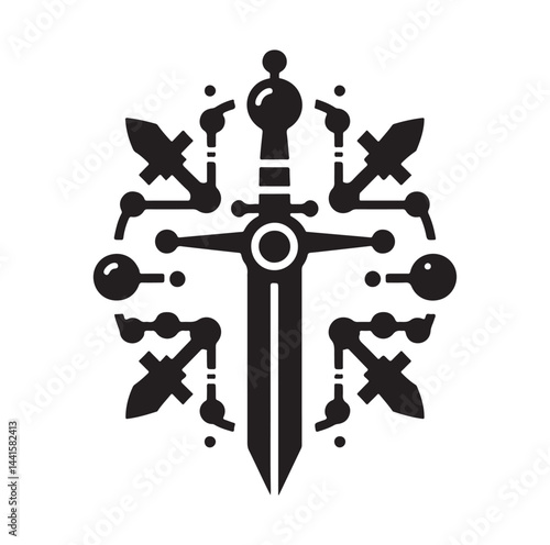 medieval weapon silhouette vector illustration