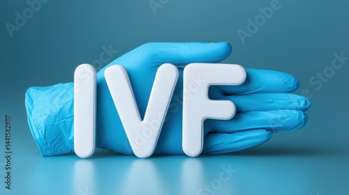 Obraz na płótnie The word IVF and the hand of a specialist doctor. In Vitro Fertilization concept. Medical technology that assists with pregnancy. The growth of the specialized medical business. w salonie