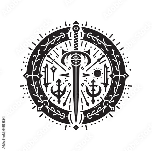 medieval weapon silhouette vector illustration