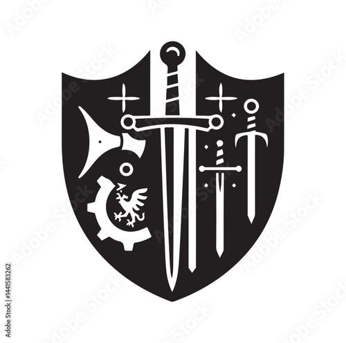 medieval weapon silhouette vector illustration
