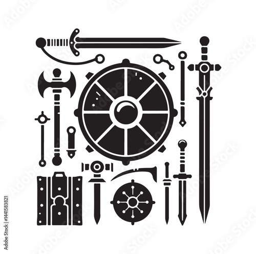 medieval weapon silhouette vector illustration