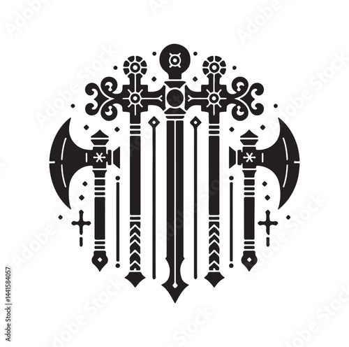 medieval weapon silhouette vector illustration