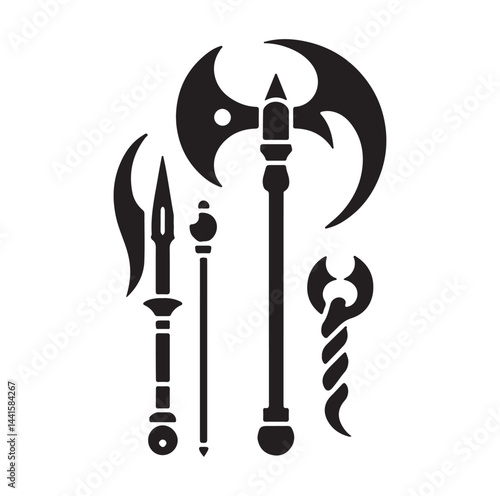 medieval weapon silhouette vector illustration
