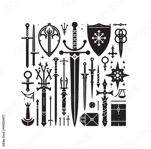 medieval weapon silhouette vector illustration