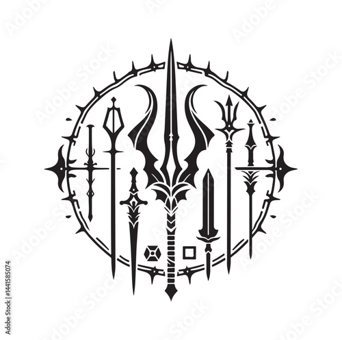medieval weapon silhouette vector illustration