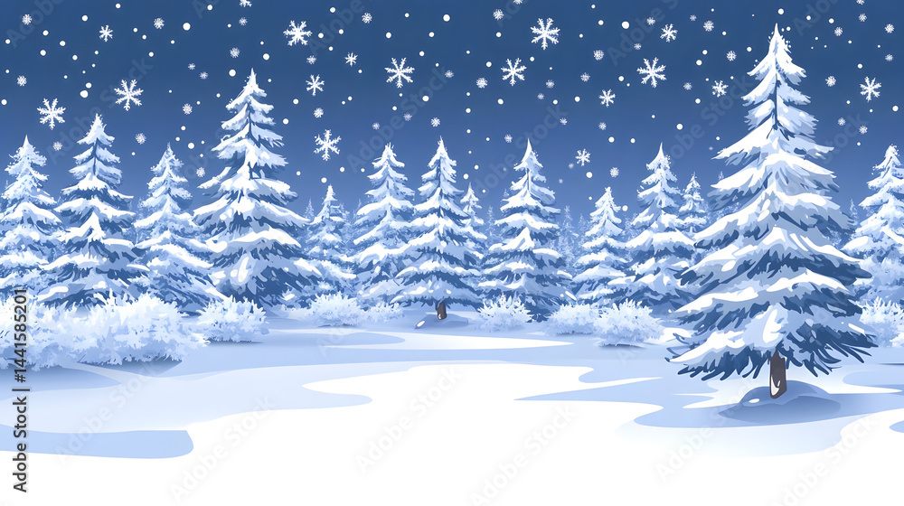 Obraz premium Snowy Forest Winter Wonderland Scene