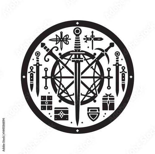 medieval weapon silhouette vector illustration
