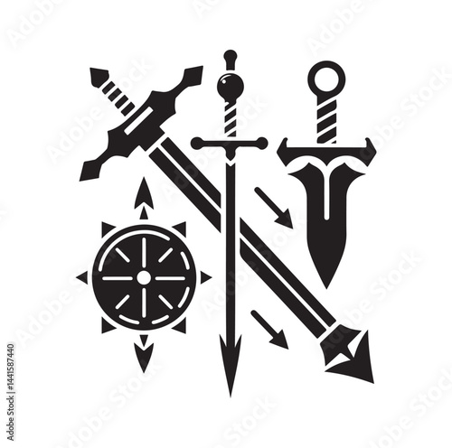 medieval weapon silhouette vector illustration