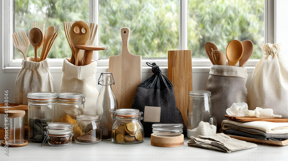 Zero Waste Pantry Corner with Labeled Glass Jars