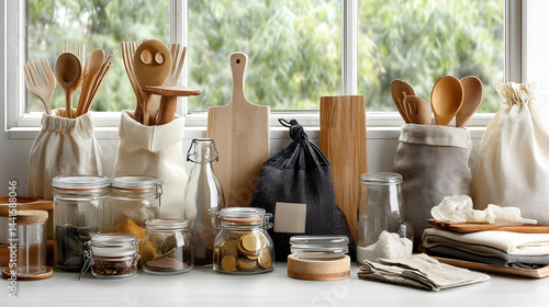 Obraz na płótnie Zero Waste Pantry Corner with Labeled Glass Jars w salonie