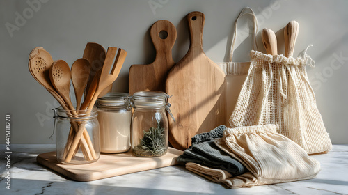 Obraz na płótnie Neatly Arranged Bulk Foods in Glass Jars for a Plastic-Free Kitchen w salonie