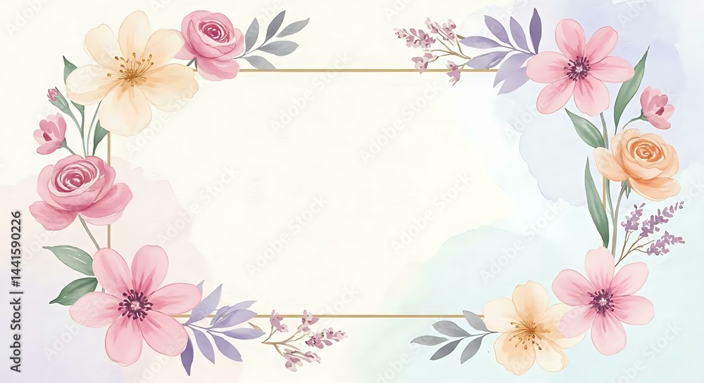 Beautiful Banner Flower Frame In the Background Beautiful Banner Flower Frame In the Background