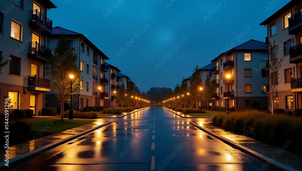 Nighttime european canal city street Nighttime european canal city street