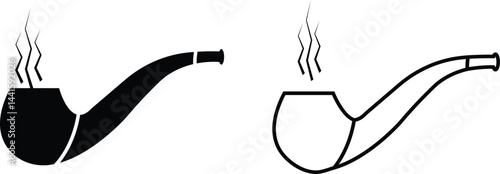 Tobacco pipes icon set. Cigarette vector logo design Smoking Pipe silhouette collection isolated on transparent background Vintage old fashion addiction tool cigarette usually smoked by elderly people