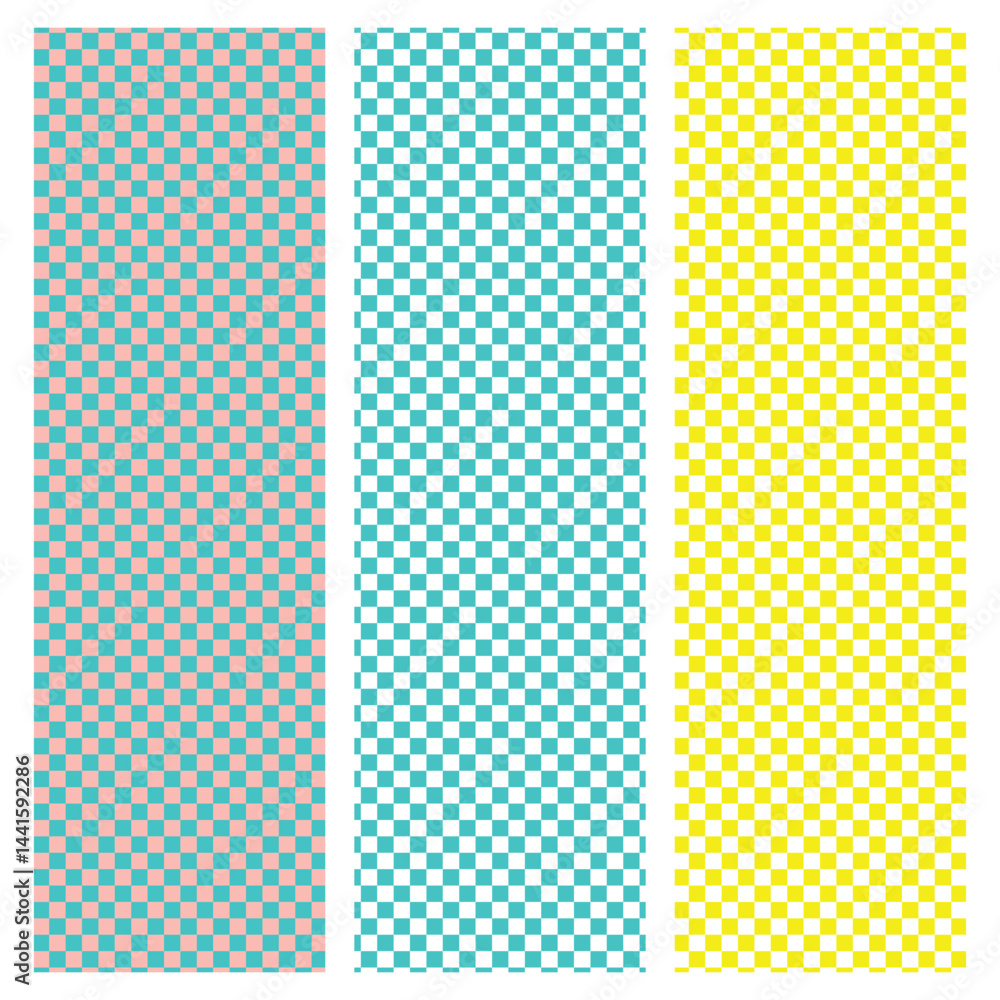 Colorful trendy checkerboard square seamless pattern collection. geometric modern pastel square background in vintage style. Funky hippie fashion textile print, retro background. vector illustration. Colorful trendy checkerboard square seamless pattern collection. geometric modern pastel square background in vintage style. Funky hippie fashion textile print, retro background. vector illustration.