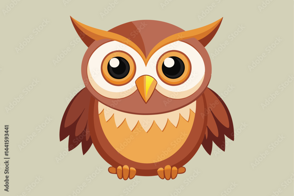 This cartoon owl displays a friendly expression with big eyes, perched cheerfully, showcasing its unique brown and orange feathers. This cartoon owl displays a friendly expression with big eyes, perched cheerfully, showcasing its unique brown and orange feathers.
