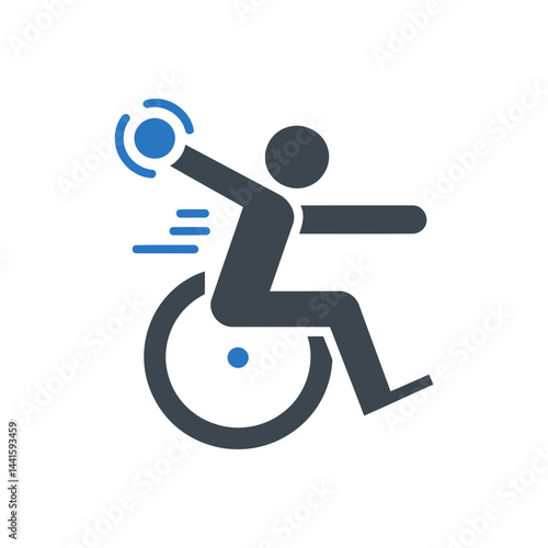 Wheelchair discus sport icon