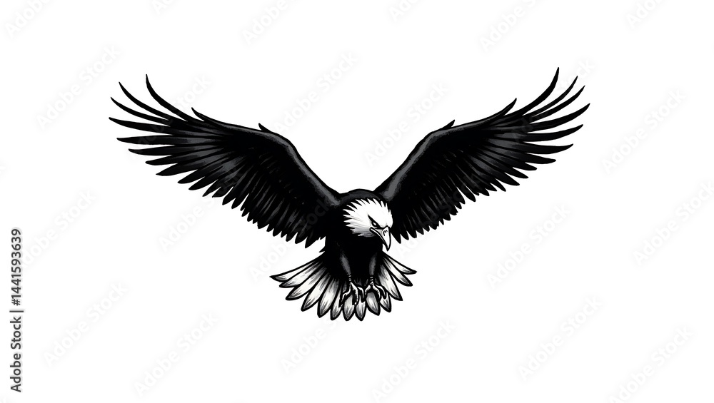 Obraz premium Eagle silhouette in flight graphic