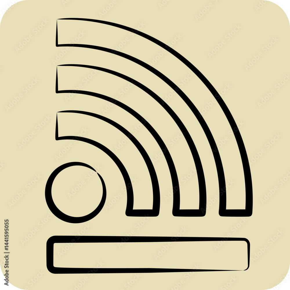 Icon Wireless. related to Wifi symbol. hand drawn style. design editable Icon Wireless. related to Wifi symbol. hand drawn style. design editable