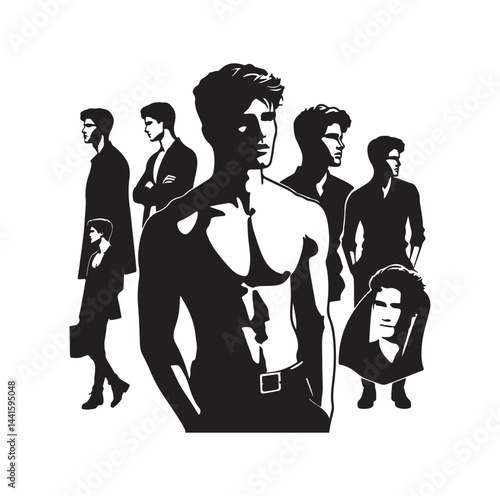 Male Model silhouette vector illustration 