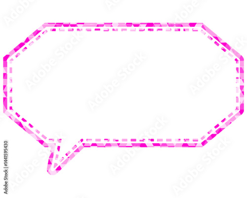 ステンドグラス風吹き出し　三角形模様　細長い八角形