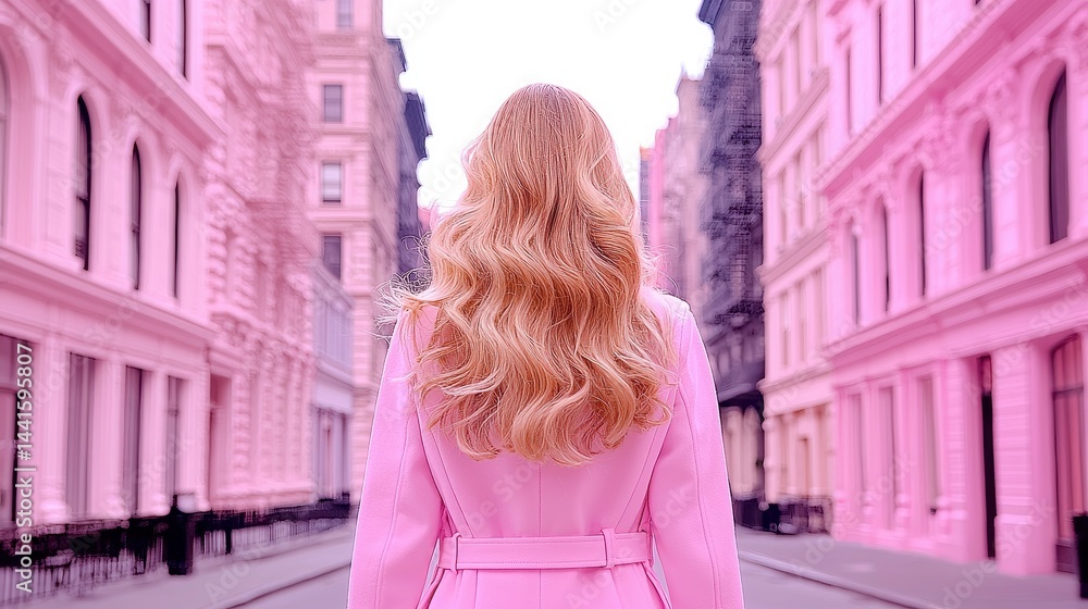 Stylish Woman in Pastel Trench Coat Walking Through Charming Streets of SoHo