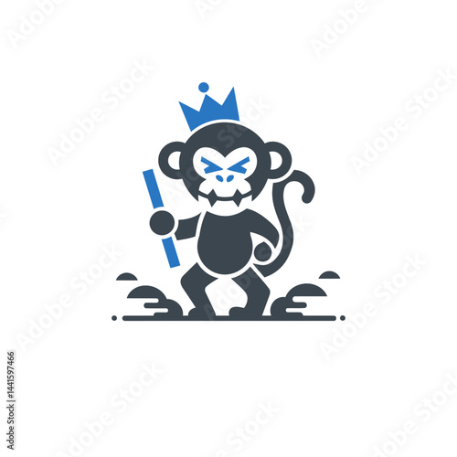Crowned Monkey with Staff Icon