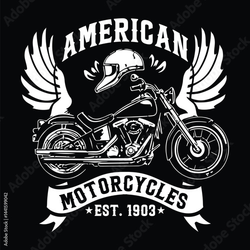 Wallpaper Mural American Motorcycles Emblem- Motorbike t shirt.  Torontodigital.ca