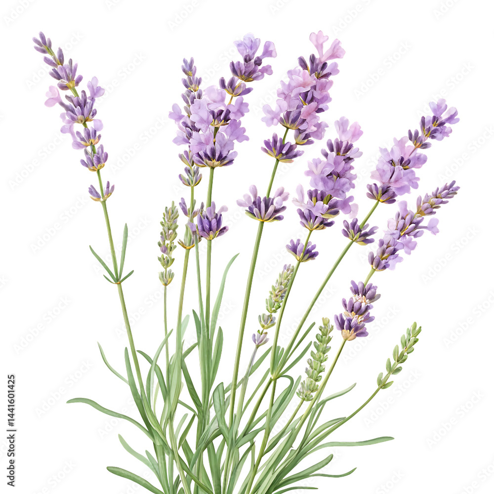 Watercolor illustration of lavender plant isolated on black background fresh floral design Watercolor illustration of lavender plant isolated on black background fresh floral design