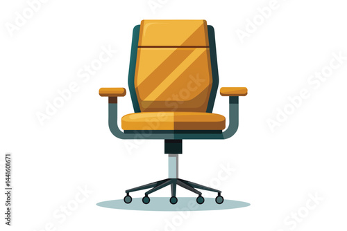 This bright orange office chair features ergonomic design elements and a sturdy base, making it ideal for long working hours in a contemporary office environment.