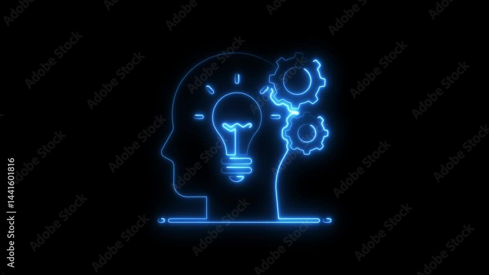 Neon brainstorming concept animation idea generation thinking innovation and creative process Neon brainstorming concept animation idea generation thinking innovation and creative process