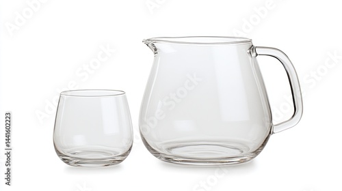 Clear glass pitcher and tumbler set