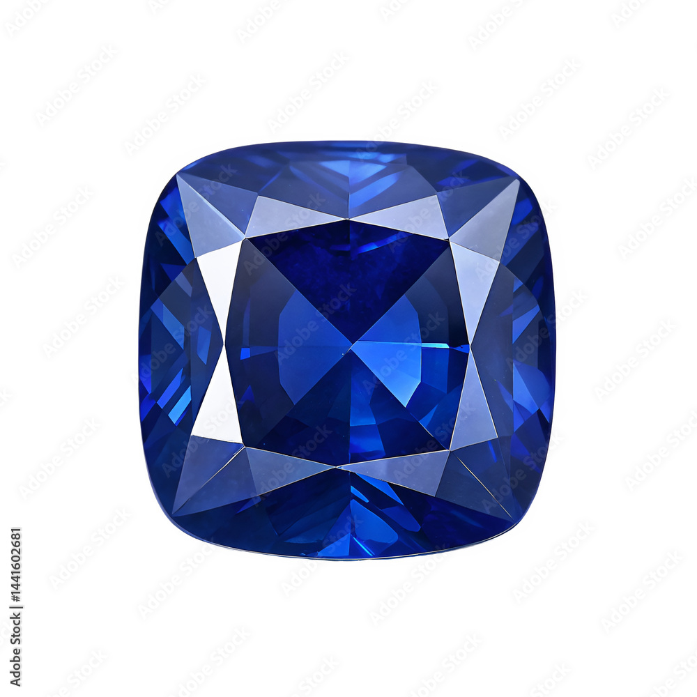 A side view of a cushion-cut sapphire in deep blue, highlighting its smooth edges and rich color depth. A side view of a cushion-cut sapphire in deep blue, highlighting its smooth edges and rich color depth.