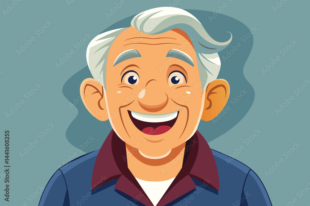 An elderly man with white hair and a big smile radiates joy and positivity, highlighting the beauty of aging and the charm of an experienced life. An elderly man with white hair and a big smile radiates joy and positivity, highlighting the beauty of aging and the charm of an experienced life.