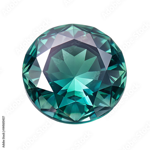 A single alexandrite gemstone viewed from above in natural lighting, showcasing its color shift