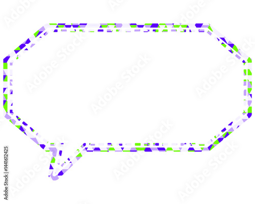 ステンドグラス風吹き出し　三角形模様　細長い八角形