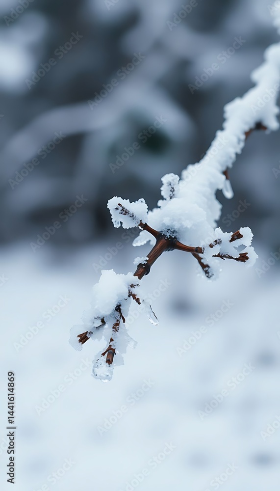 branch with snow on it in the middle of winter
