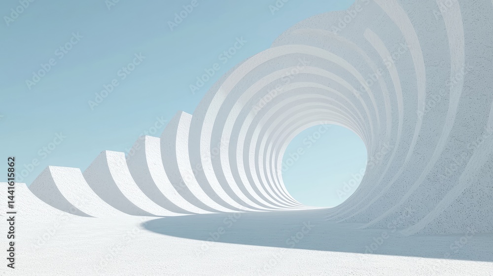 Naklejka premium Abstract architectural scene with swirling white structures