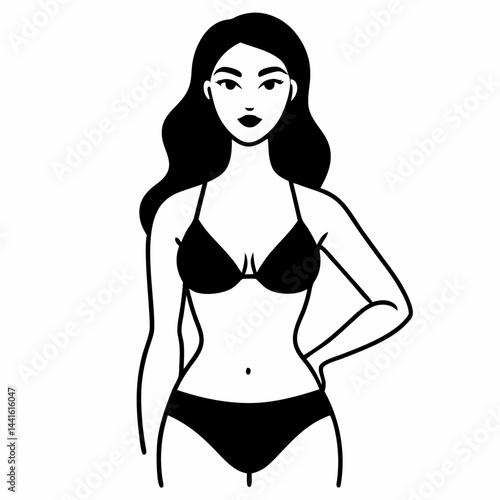 Continuous line art of a woman showcasing beauty grace and fashion in a minimalist style creating a modern elegant and fluid artistic interpretation