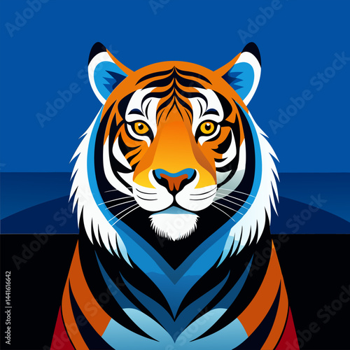 Majestic Tiger Portrait. Striking Stripes and Powerful Gaze