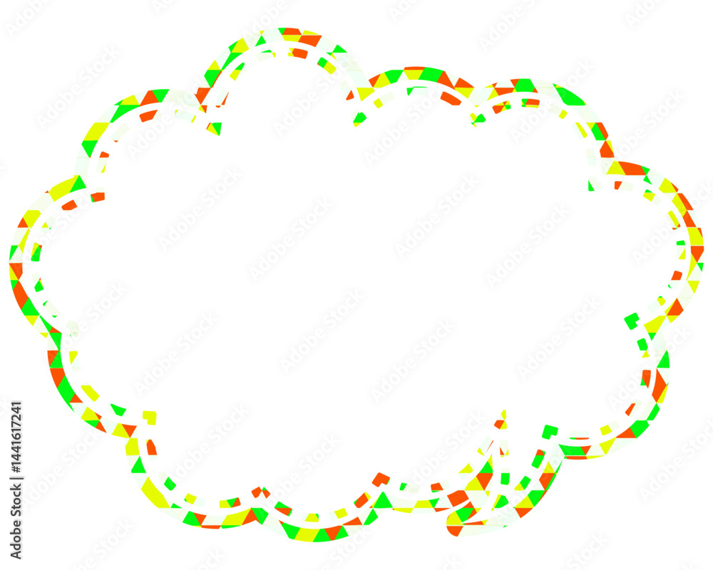 Fototapeta premium ステンドグラス風吹き出し 三角形模様 丸みのある雲形